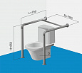 Поручень для туалета настенный со стойкой и усилением, двухсторонний
